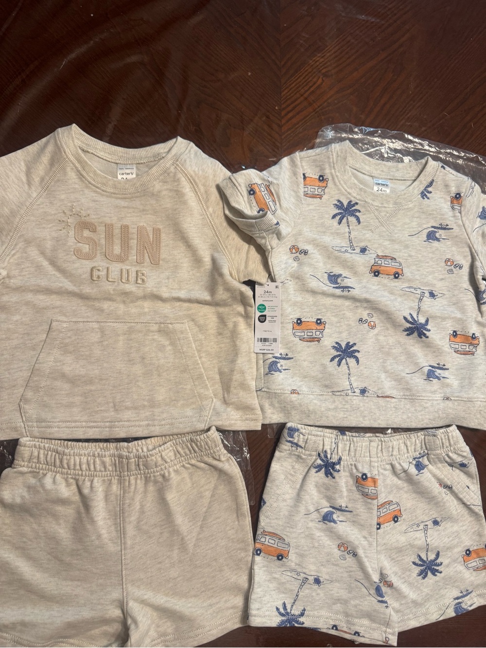 Carter's toddler boys 'Sun Club' Neutral Beach Print Pajama Set - 2-Pack
